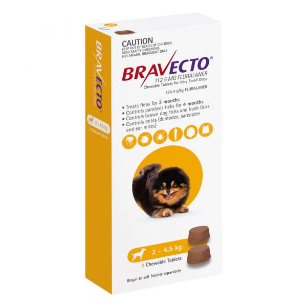 BRAVECTO 6-MONTH XSML YELLOW