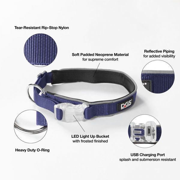 DGS LED COLLAR LGE NAVY       