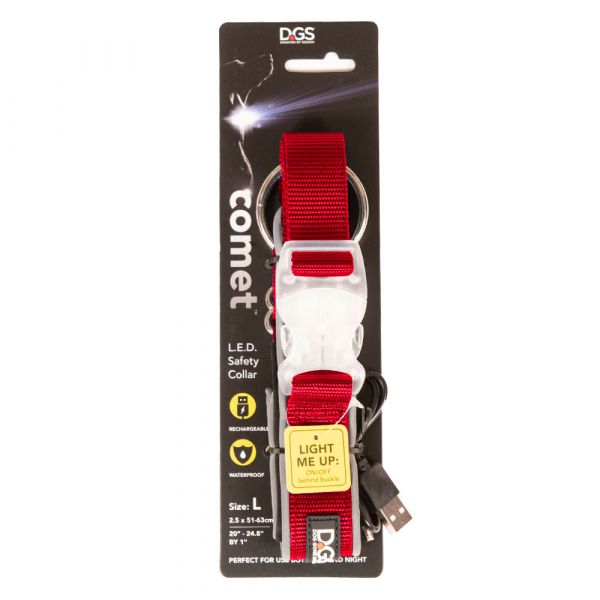 DGS LED COLLAR LGE RED        