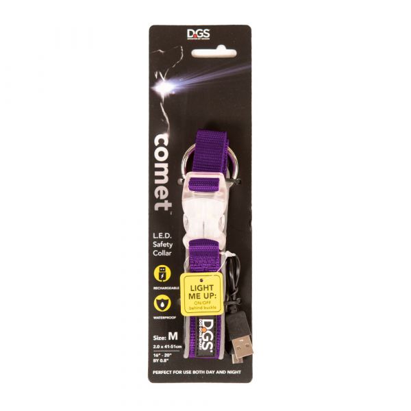 DGS LED COLLAR MED PURPLE     